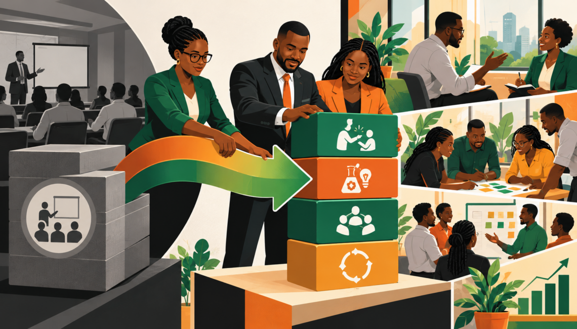Des responsables RH africains réorientant un budget de formation vers le coaching et les pratiques de terrain