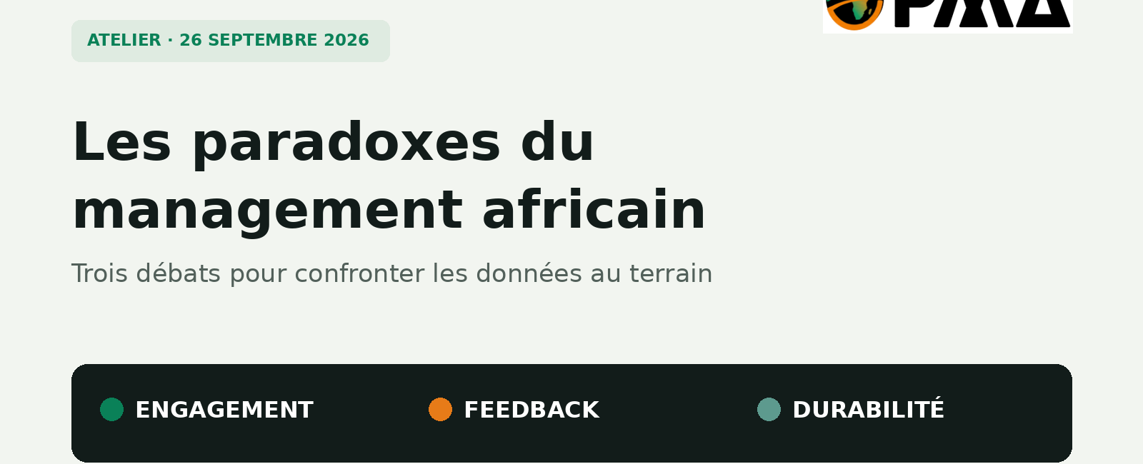 Atelier OPMA du 26 septembre 2026 sur l’engagement, le feedback et la durabilité des managers